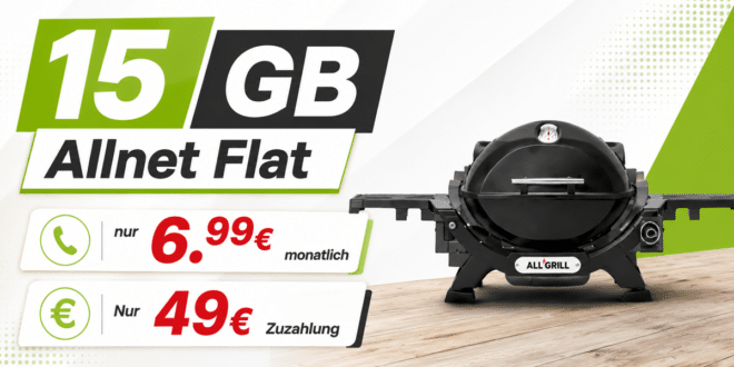 Weber Gasgrill Q1200N für einmalig 49 Euro mit 15GB Allnet Flat nur 6.99 Euro monatlich