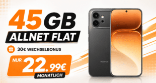 Honor 600 mit Vertrag - 256GB für einmalig 29 Euro mit 45GB Allnet Flat und 30 Euro Wechselbonus nur 22.99 Euro monatlich