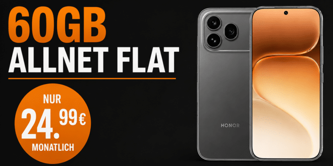 Honor 600 Pro 512GB für einmalig 229 Euro mit 60GB Allnet Flat und 30 Euro Wechselbonus nur 24.99 Euro monatlich
