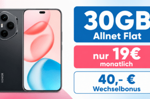 Honor 400 Pro für einmalig 59 Euro mit 30GB Allnet Flat und 40 Euro Wechselbonus nur 19.00 Euro monatlich