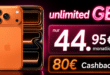 iPhone 17 Pro für einmalig 219 Euro mit Telekom unlimited Allnet Flat und 80€ Cashback nur 44.95 Euro monatlich