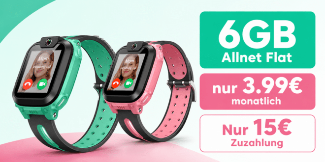 imoo Watch Phone Z1 Kinder Smartwatch für einmalig 15 Euro mit 6GB Allnet Flat nur 3.99 Euro monatlich