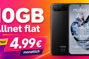 Nubia Air mit 10GB Allnet Flat nur 4.99 Euro monatlich