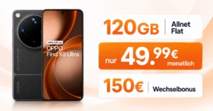 OPPO Find X9 Ultra mit freenet Vertrag – einmalig 599 Euro mit 120GB Allnet Flat und 150€ Wechselbonus für 49.99 Euro monatlich
