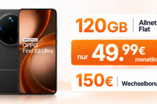 OPPO Find X9 Ultra mit freenet Vertrag – einmalig 599 Euro mit 120GB Allnet Flat und 150€ Wechselbonus für 49.99 Euro monatlich