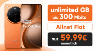 OPPO Find X9 Ultra mit o2 Vertrag - 512GB einmalig 479 Euro mit unlimited Allnet Flat für 59.99 Euro monatlich