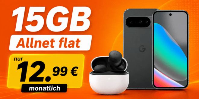 Google Pixel 10 & Pixel Buds Pro 2 für einmalig 79 Euro mit 15GB Allnet Flat nur 12.99 Euro monatlich