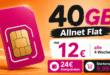 Prepaid Karte im Telekom Netz - 40GB Allnet Flat nur 12€ alle 4 Wochen - 24€ Startguthaben