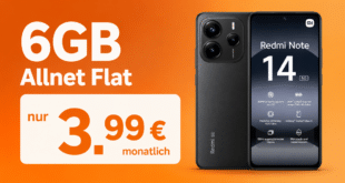Xiaomi Redmi Note 14 5G für einmalig 49 Euro mit 6GB Allnet Flat nur 3.99 Euro monatlich