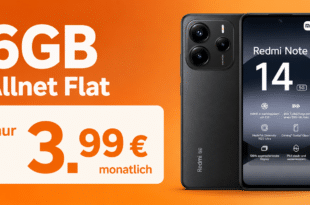 Xiaomi Redmi Note 14 5G für einmalig 1 Euro mit 6GB Allnet Flat nur 3.99 Euro monatlich