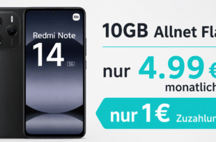 Xiaomi Redmi Note 14 5G für einmalig 1 Euro mit 10GB Allnet Flat nur 4.99 Euro monatlich