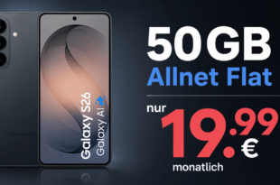 Samsung Galaxy S26 für einmalig 239 Euro mit 50GB Allnet Flat nur 19.99 Euro monatlich
