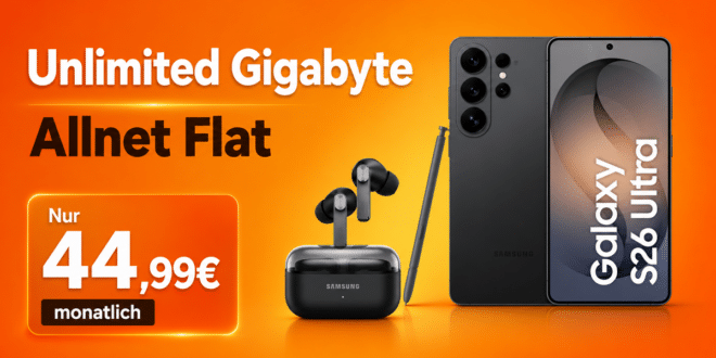 Samsung Galaxy S26 Ultra 512GB & Galaxy Buds4 Pro für einmalig 89 Euro mit o2 unlimited Allnet Flat nur 44.99 Euro monatlich