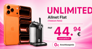 iPhone 17 Pro Max & Bierzapfanlage Beer Master für einmalig 300 Euro mit unlimited Telekom Allnet Flat nur 44.94€ monatlich