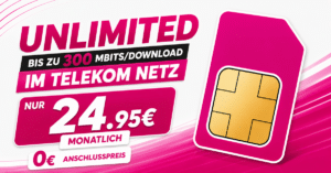 unlimited Allnet Flat bis zu 300Mbits Download im Telekom Netz nur 24.95€ monatlich