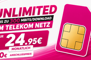unlimited Allnet Flat bis zu 300Mbits Download im Telekom Netz nur 24.95€ monatlich