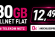 80GB Allnet Flatrate im Telekom Netz nur 12.49€ monatlich – 0€ Anschlusspreis