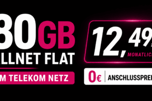80GB Allnet Flatrate im Telekom Netz nur 12.49€ monatlich – 0€ Anschlusspreis