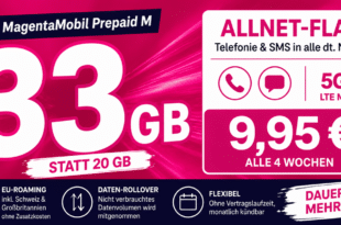 Telekom Prepaid WM Aktion - 33GB Allnet Flat nur 9.95 Euro alle 4 Wochen