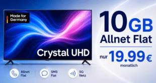 Samsung 50 Zoll Crystal UHD U7079F 4K Smart TV mit 10GB Allnet Flat nur 19.99 Euro monatlich