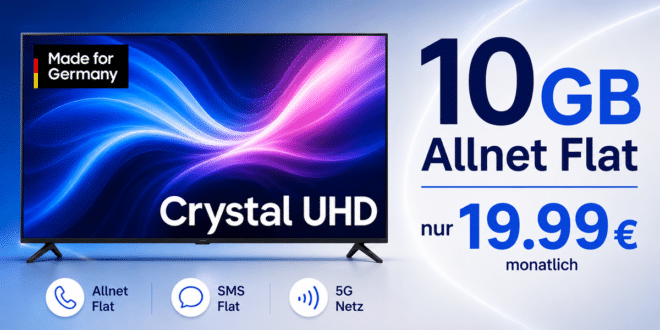 Samsung 50 Zoll Crystal UHD U7079F 4K Smart TV mit 10GB Allnet Flat nur 19.99 Euro monatlich