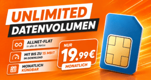 Unlimited Allnet Flat mit bis zu 15Mbits im Download nur 19.99 Euro monatlich - monatlich kündbar