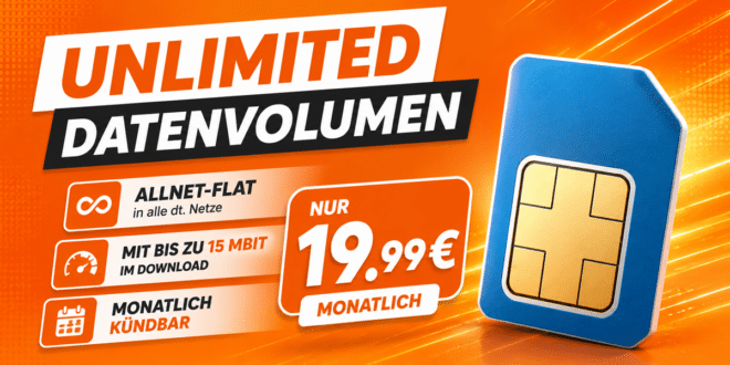 Unlimited Allnet Flat mit bis zu 15Mbits im Download nur 19.99 Euro monatlich - monatlich kündbar