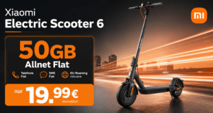 Xiaomi Electric Scooter 6 mit 50GB Allnet Flat nur 19.99 Euro monatlich
