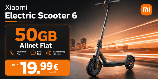 Xiaomi Electric Scooter 6 mit 50GB Allnet Flat nur 19.99 Euro monatlich