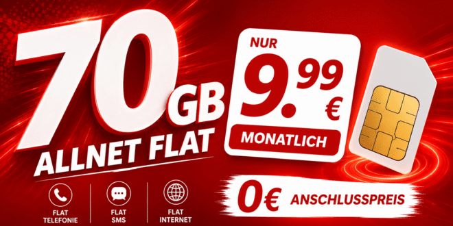 70GB Vodafone Allnet Flat nur 9.99 Euro monatlich