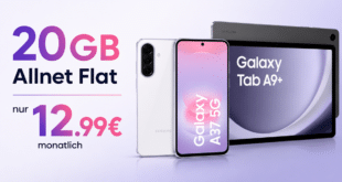 Samsung Galaxy A37 & Galaxy Tab A9+ Wi-Fi für einmalig 49 Euro mit 20GB Allnet Flat nur 12.99 Euro monatlich