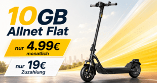 Niu KQi 100F E-Scooter für einmalig 19 Euro mit 10GB Allnet Flatrate nur 4.99 Euro monatlich
