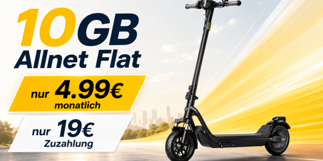 Niu KQi 100F E-Scooter für einmalig 19 Euro mit 10GB Allnet Flatrate nur 4.99 Euro monatlich