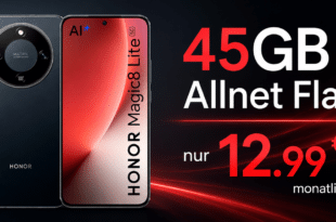 Honor Magic 8 Lite mit 45GB Allnet Flat und 30€ Wechselbonus nur 12.99 Euro monatlich