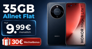 Honor Magic 8 Lite für einmalig 80 Euro mit 35GB Allnet Flat und 30€ Wechselbonus nur 9.99 Euro monatlich