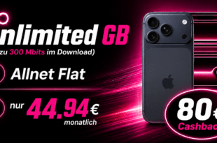 iPhone 17 Pro Max für einmalig 299 Euro mit unlimited Telekom Allnet Flat & 80€ Cashback nur 44.94€ monatlich