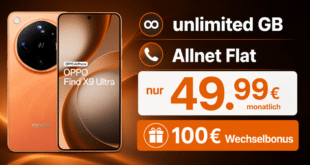 OPPO Find X9 Ultra mit Vodafone Vertrag – 512GB einmalig 559 Euro mit unlimited Allnet Flat & 100€ Wechselbonus für 49.99 Euro monatlich
