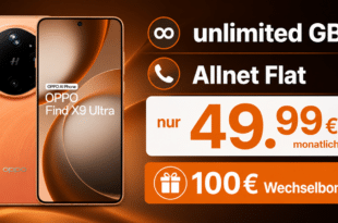 OPPO Find X9 Ultra mit Vodafone Vertrag – 512GB einmalig 619€ mit unlimited Allnet Flat & 100€ Wechselbonus für 49.99€ monatlich
