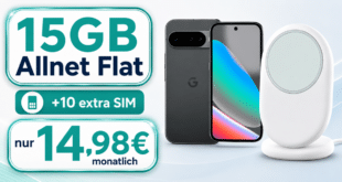Google Pixel 10 & Google Pixelsnap für einmalig 49 Euro mit 15GB Allnet Flat (+10GB extra SIM) nur 14.98 Euro monatlich