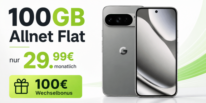 Google Pixel 10 Pro XL für einmalig 299 Euro mit 100GB Allnet Flat und 100€ Wechselbonus nur 29.99 Euro monatlich