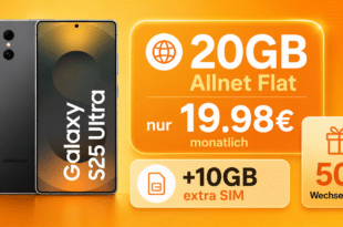Samsung Galaxy S25 Ultra für einmalig 169 Euro mit 20GB Allnet Flat (+10GB extra SIM) nur 19.98 Euro monatlich