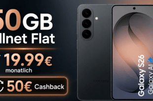 Samsung Galaxy S26 für einmalig 229 Euro mit 50GB Allnet Flat & 50€ Cashback nur 19.99 Euro monatlich