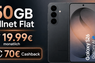 Samsung Galaxy S26 für einmalig 229 Euro mit 50GB Allnet Flat & 70€ Cashback nur 19.99 Euro monatlich