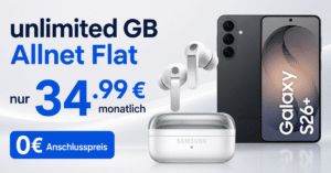 Samsung Galaxy S26+ (S26Plus) & Galaxy Buds4 Pro für einmalig 129 Euro mit o2 unlimited Allnet Flat nur 34.99 Euro monatlich