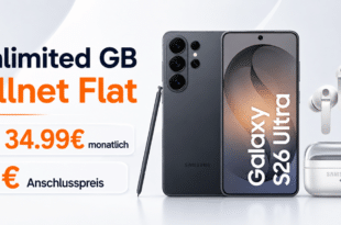 Samsung Galaxy S26 Ultra & Buds4 Pro für einmalig 239 Euro mit o2 unlimited Allnet Flatrate nur 34.99 Euro monatlich – 0€ Anschlusspreis