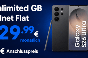 Samsung Galaxy S26 Ultra für einmalig 259 Euro mit o2 unlimited Allnet Flatrate nur 29.99 Euro monatlich