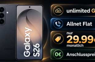 Samsung Galaxy S26 für einmalig 9 Euro mit o2 unlimited Allnet Flat nur 29.99 Euro monatlich