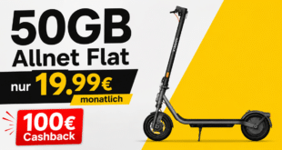 Xiaomi Electric Scooter 6 Lite & 100€ Cashback mit 50GB Allnet Flat nur 19.99 Euro monatlich