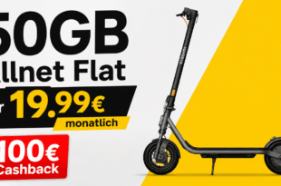 Xiaomi Electric Scooter 6 Lite & 100€ Cashback mit 50GB Allnet Flat nur 19.99 Euro monatlich
