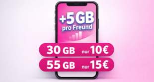 Telekom Netz ohne Laufzeit – 30GB 5G Allnet Flat nur 10 Euro monatlich und 55GB Allnet Flatrate nur 15 Euro monatlich